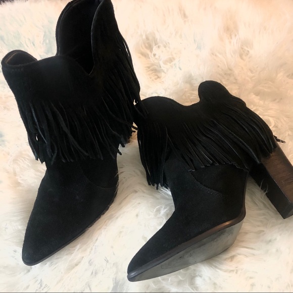 ANTONIO MELANI Shoes - Antonio Melani Felixxe Black Suede Fringe Boots